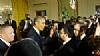 President Barack Obama talking to Lipa Schmeltzer