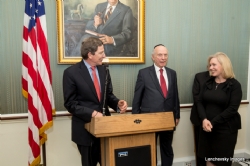 U.S. Senator Kirsten Gillibrand at podium with Rabbi Arthur Schneier, KirstenGillibrand