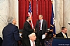 Greg Rosenbaum, Ezra Friedlander, US Senator Jeff Merkley (D-OR), Sitting: Joseph B. Stamm, Aaron Cohen