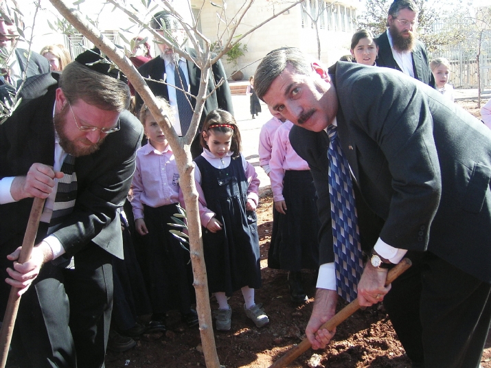 Council Member David Weprin plants and Beitar Mayor Yitzchak Pindrus plant a tree on his visit to Beitar, Israel., , , ezra friedlander